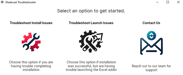 Troubleshooter menu