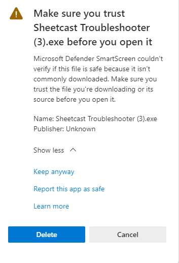 Downloading the troubleshooter
